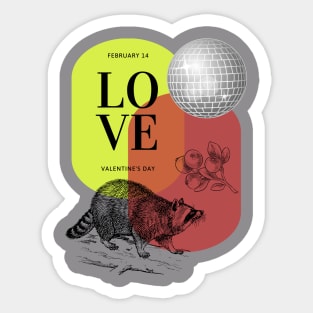 Valentines Day Racoon Design Sticker